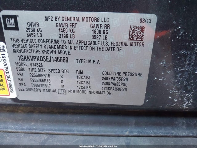 1GKKVPKD3EJ146689 GMC Acadia Sle-2