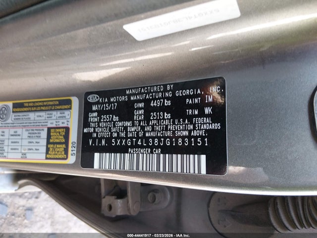 Aukcja sprzedaży 2018 Kia Optima Lx, vin: 5XXGT4L38JG183151, numer aukcji: 44441917