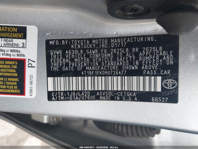 Toyota CAMRY XLE 2017 4T1BF1FK0HU726477 Image 9
