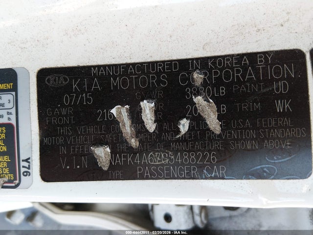 Продаж на аукціоні авто 2016 Kia Forte Lx, vin: KNAFK4A67G5488226, номер лоту: 44442011