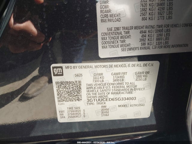 3GTUUCED6SG334003 GMC Sierra 1500 4wd Short Box Elevation With 3sb