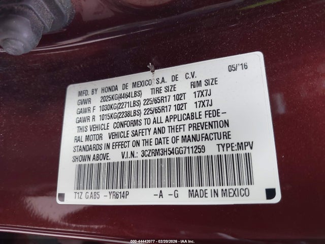 3CZRM3H54GG711259 Honda CR-V EX