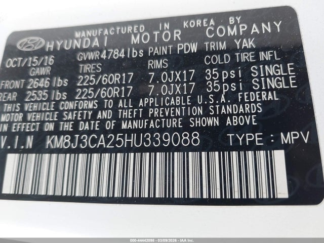 KM8J3CA25HU339088 Hyundai Tucson Eco
