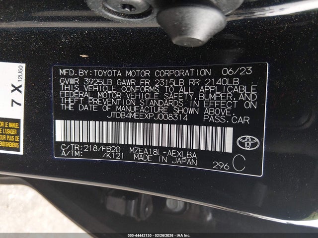 Продаж на аукціоні авто 2023 Toyota Corolla Le, vin: JTDB4MEEXPJ008314, номер лоту: 44442130