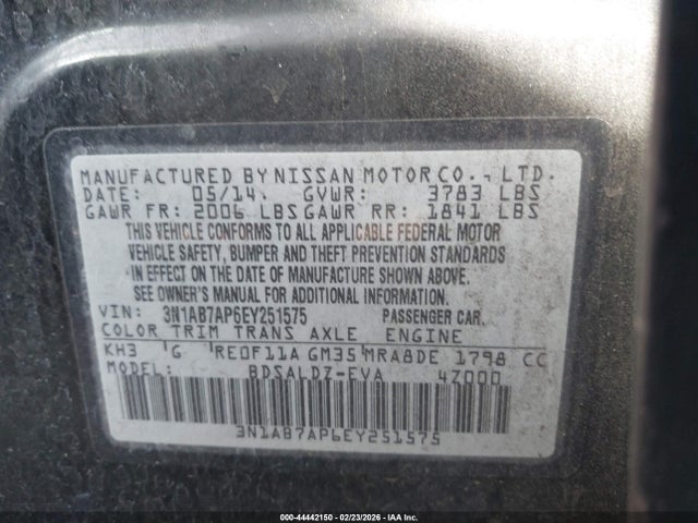 3N1AB7AP6EY251575 Nissan SENTRA SV