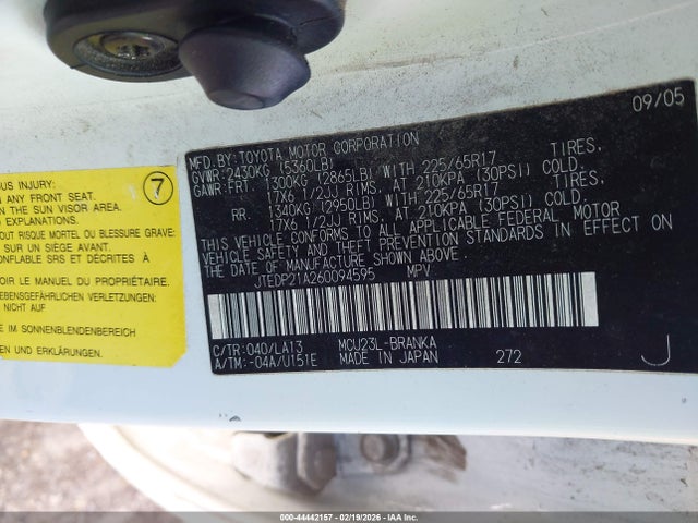 2006 TOYOTA HIGHLANDER JTEDP21A260094595 Photo 8