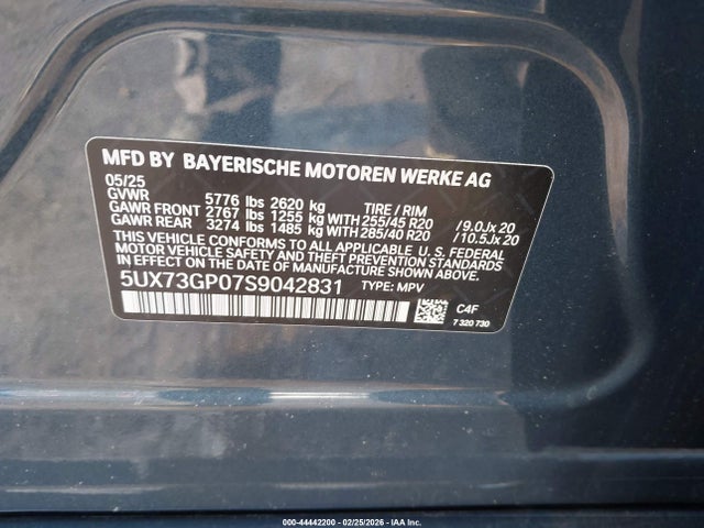 44442200 :رقم المزاد ، 5UX73GP07S9042831 vin ، 2025 Bmw X3 M50 Xdrive مزاد بيع
