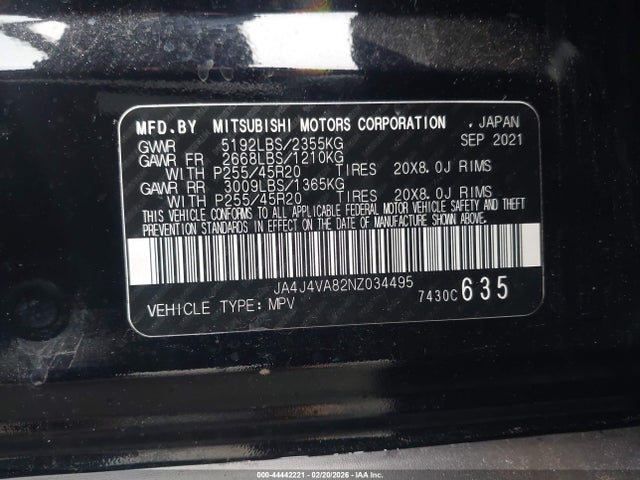 2022 MITSUBISHI OUTLANDER JA4J4VA82NZ034495 Photo 8