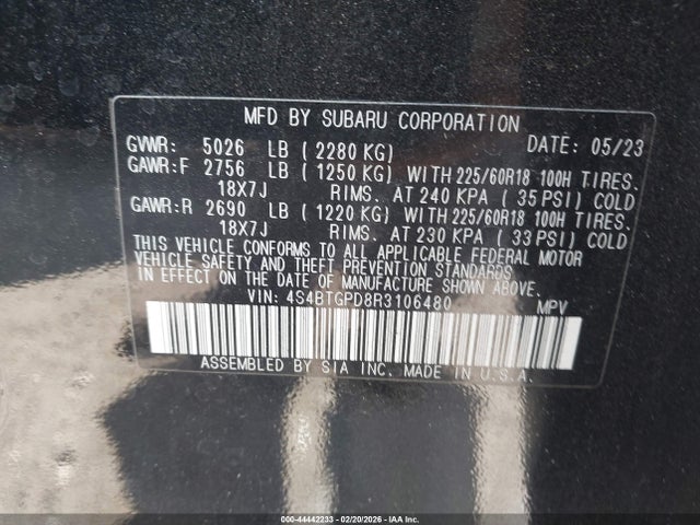 Aukcja sprzedaży 2024 Subaru Outback Touring Xt, vin: 4S4BTGPD8R3106480, numer aukcji: 44442233