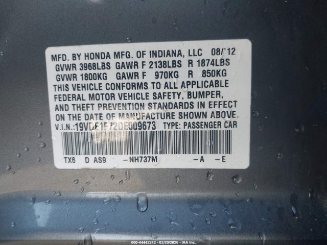 2013 Acura Ilx 2.0l მანქანა იყიდება აუქციონზე, vin: 19VDE1F72DE009673, აუქციონის ნომერი: 44442242