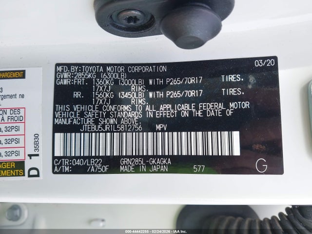 2020 TOYOTA 4RUNNER JTEBU5JR1L5812756 Photo 8