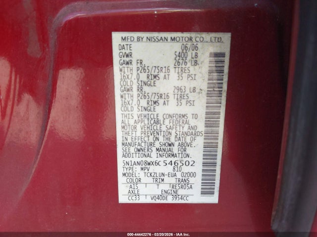 2006 NISSAN XTERRA 5N1AN08WX6C546502 Photo 8