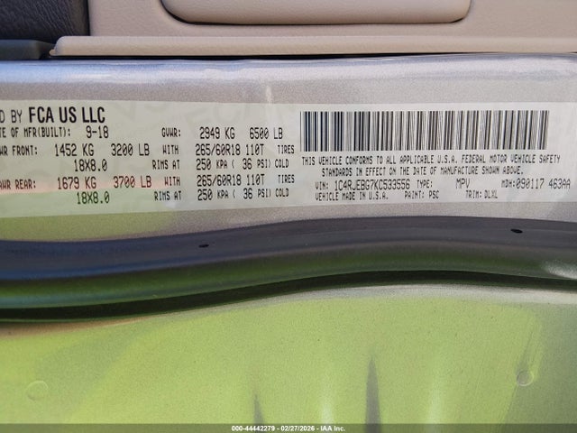 1C4RJEBG7KC533556 Jeep Grand Cherokee Limited