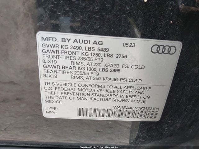 Продаж на аукціоні авто 2023 Audi Q5 Premium Plus 45 Tfsi S Line Quattro, vin: WA1EAAFY7P2162190, номер лоту: 44442314