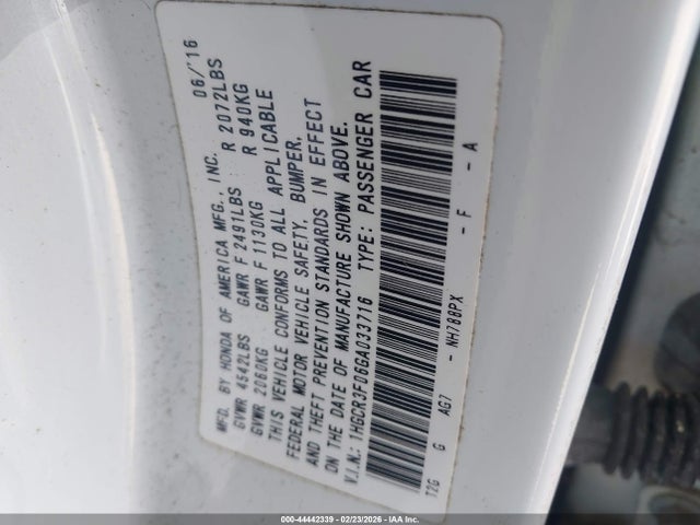 1HGCR3F06GA033716 Honda Accord Ex-l V-6