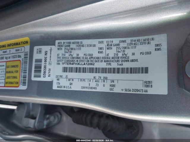Ford RANGER XL 2020 1FTER4FHXLLA12062 Image 9