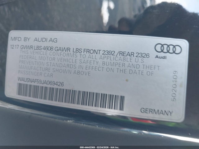 2018 Audi A5 2.0t Premium მანქანა იყიდება აუქციონზე, vin: WAUSNAF59JA069426, აუქციონის ნომერი: 44442369