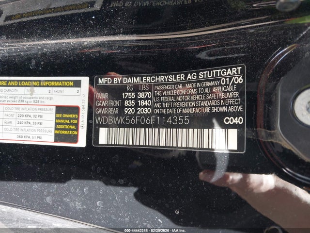 2006 Mercedes-benz Slk 350 მანქანა იყიდება აუქციონზე, vin: WDBWK56F06F114355, აუქციონის ნომერი: 44442388