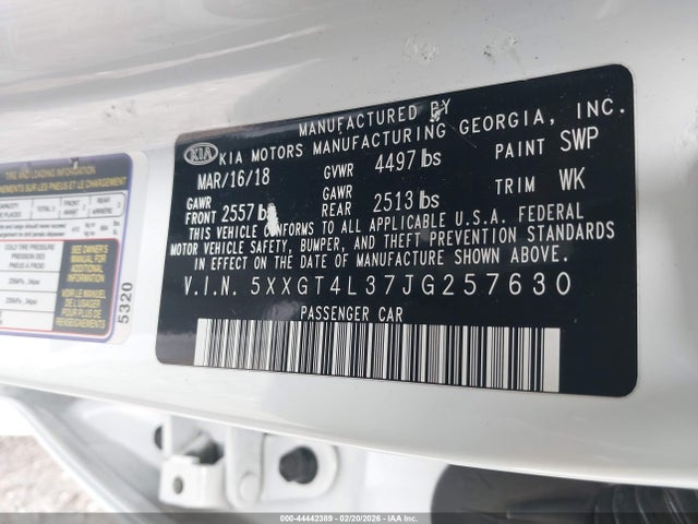5XXGT4L37JG257630 KIA Optima S
