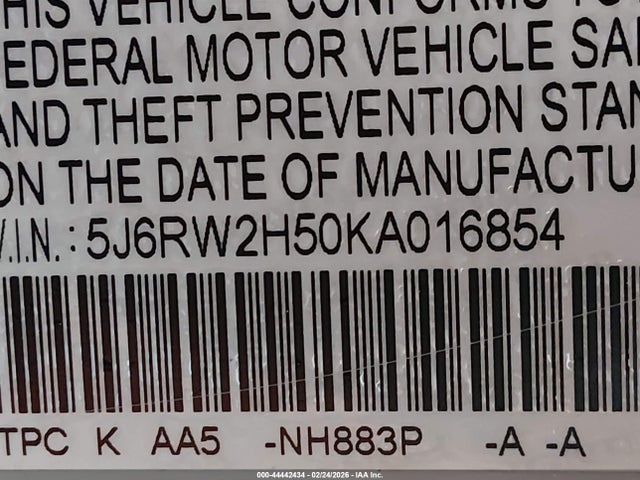 5J6RW2H50KA016854 Honda CR-V EX