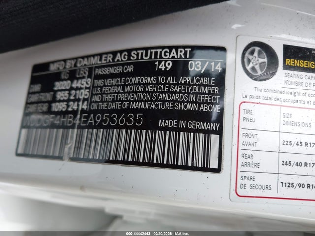Продажа на аукционе авто 2014 Mercedes-benz C 250 Sport, vin: WDDGF4HB4EA953635, номер лота: 44442443