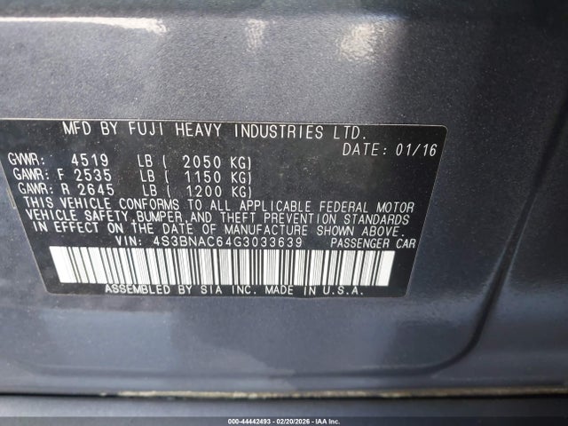 4S3BNAC64G3033639 Subaru Legacy 2.5i Premium
