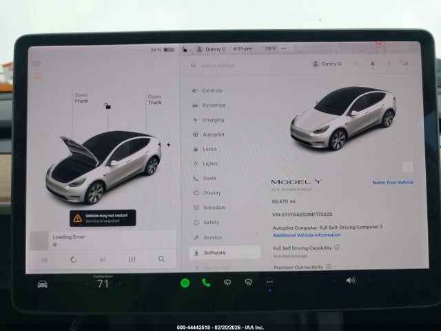 Aukcja sprzedaży 2021 Tesla Model Y Performance Dual Motor All-wheel Drive/standard Range Rear-wheel Drive, vin: 5YJYGAED0MF173525, numer aukcji: 44442518