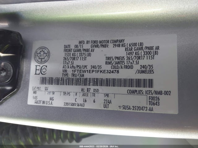 Ford F-150 Xlt 2015 1FTEW1EP1FKE32478 Image 9