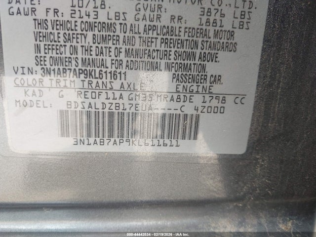Nissan SENTRA SV 2019 3N1AB7AP9KL611611 Image 25