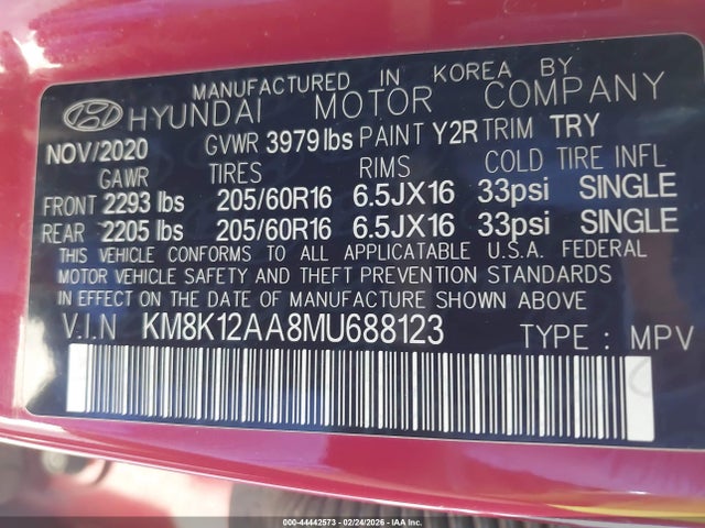 KM8K12AA8MU688123 Hyundai Kona Se