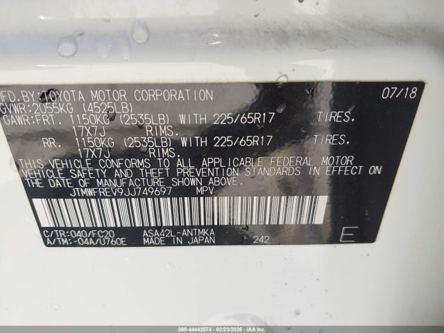 JTMWFREV9JJ749697 Toyota Rav4 Xle