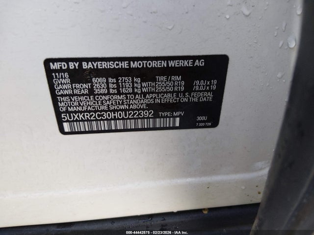 44442575 :رقم المزاد ، 5UXKR2C30H0U22392 vin ، 2017 Bmw X5 Sdrive35i مزاد بيع