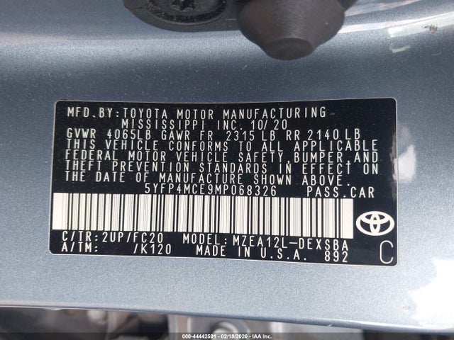 Toyota COROLLA SE 2021 5YFP4MCE9MP068326 Image 9