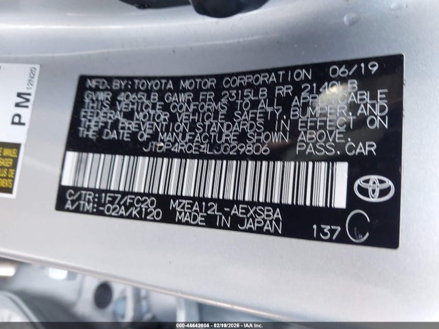 JTDP4RCE4LJ029806 Toyota COROLLA SE