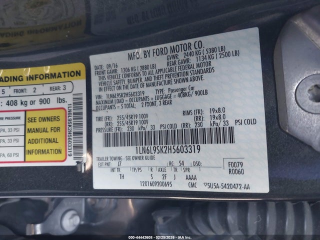 1LN6L9SK2H5603319 Lincoln Continental Select