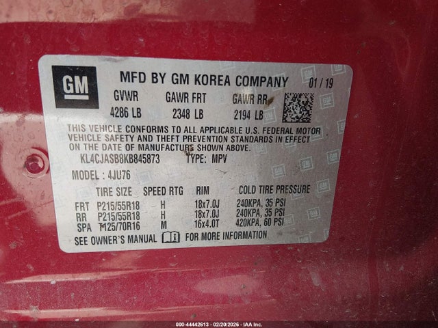Продажа на аукционе авто 2019 Buick Encore Fwd Preferred, vin: KL4CJASB8KB845873, номер лота: 44442613