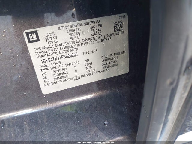 2015 CADILLAC ESCALADE ESV 1GYS4TKJ1FR620200 Photo 8