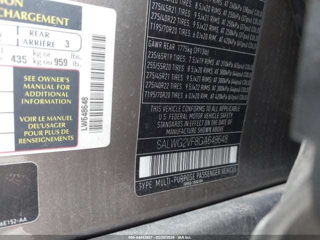 2016 LAND ROVER RANGE ROVER SPORT SALWG2VF8GA648648 Photo 8