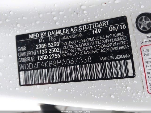 44442695 :رقم المزاد ، WDDZF4KB8HA067338 vin ، 2017 Mercedes-benz E 300 4matic مزاد بيع