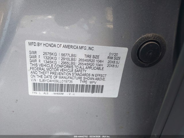 Продаж на аукціоні авто 2020 Acura Mdx Technology   A-spec Packages, vin: 5J8YD4H09LL019735, номер лоту: 44442702