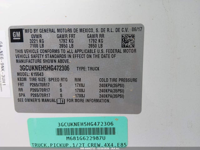 3GCUKNEH5HG472306 Chevrolet Silverado 1500 Wt