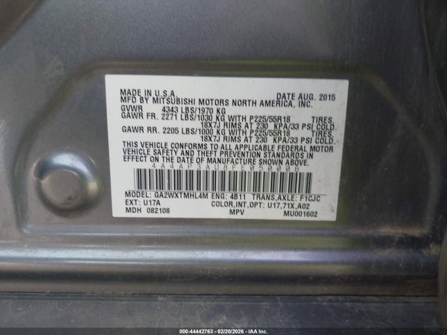 2015 MITSUBISHI OUTLANDER SPORT 4A4AP3AU8FE050006 Photo 8