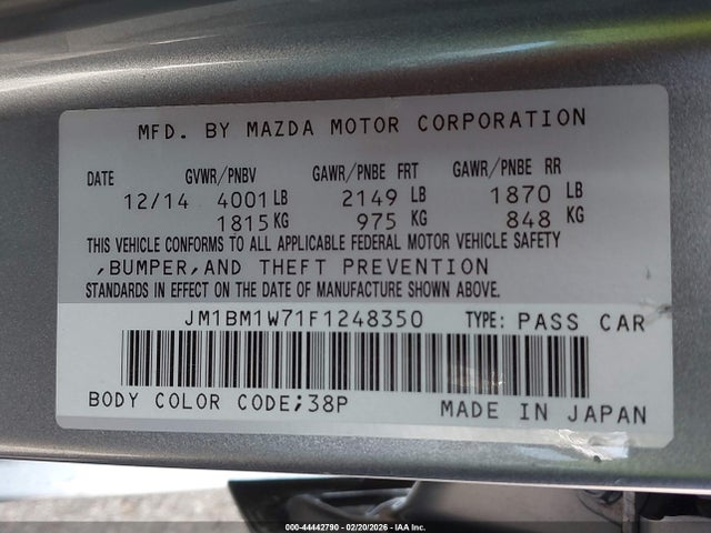 JM1BM1W71F1248350 Mazda Mazda3 I Grand Touring