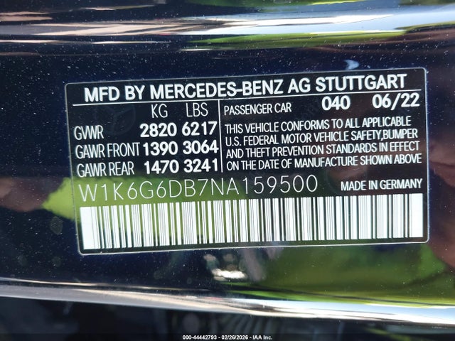 W1K6G6DB7NA159500 Mercedes-Benz S 500 4matic
