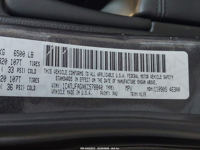 1C4RJFAGXKC578840 Jeep Grand Cherokee Altitude 4x4