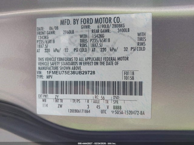 2008 FORD EXPLORER 1FMEU75E38UB29728 Photo 8
