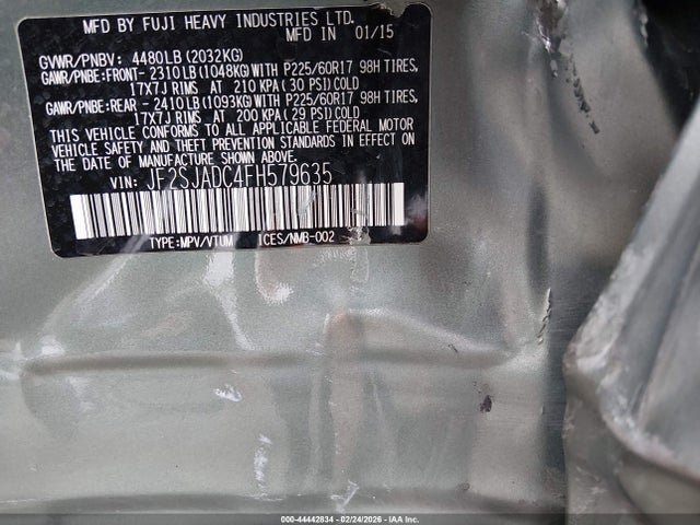 Subaru Forester 2.5i Premium 2015 JF2SJADC4FH579635 Image 9