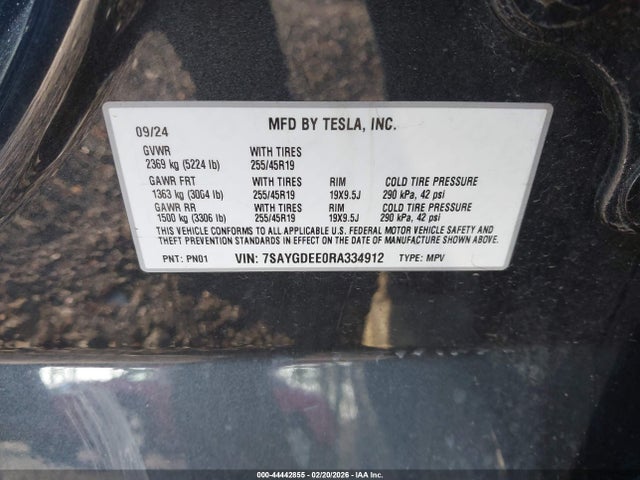 2024 TESLA MODEL Y 7SAYGDEE0RA334912 Photo 8