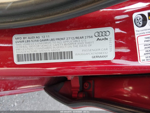 2012 AUDI A6 WAUGGAFCXCN098332 Photo 8