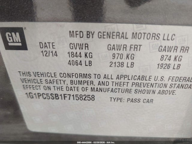 Chevrolet Cruze 1lt Auto 2015 1G1PC5SB1F7158258 Image 9
